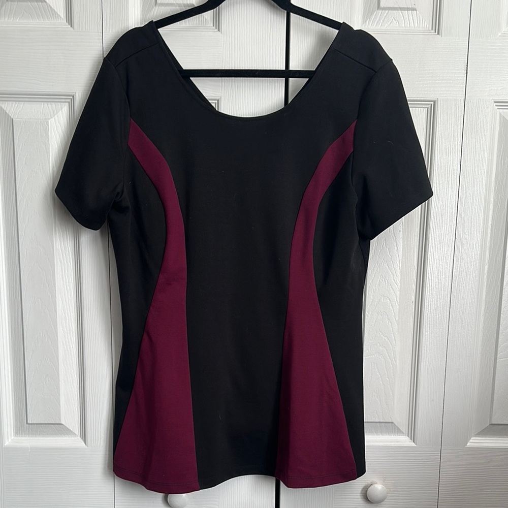 Eloquii Black and Burgundy Women's Top